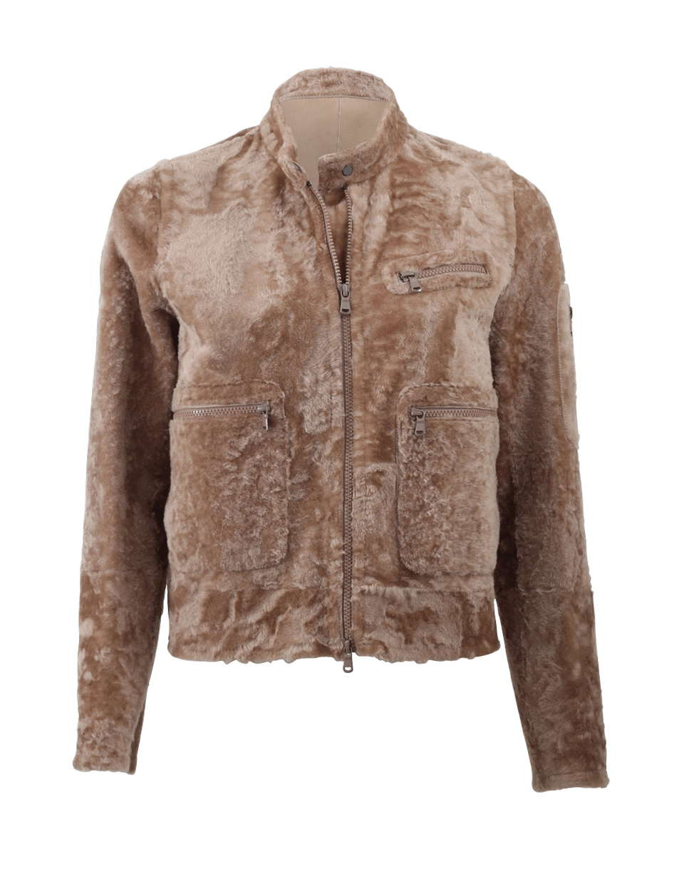 BRUNELLO CUCINELLI-Shearling Zip Bomber-