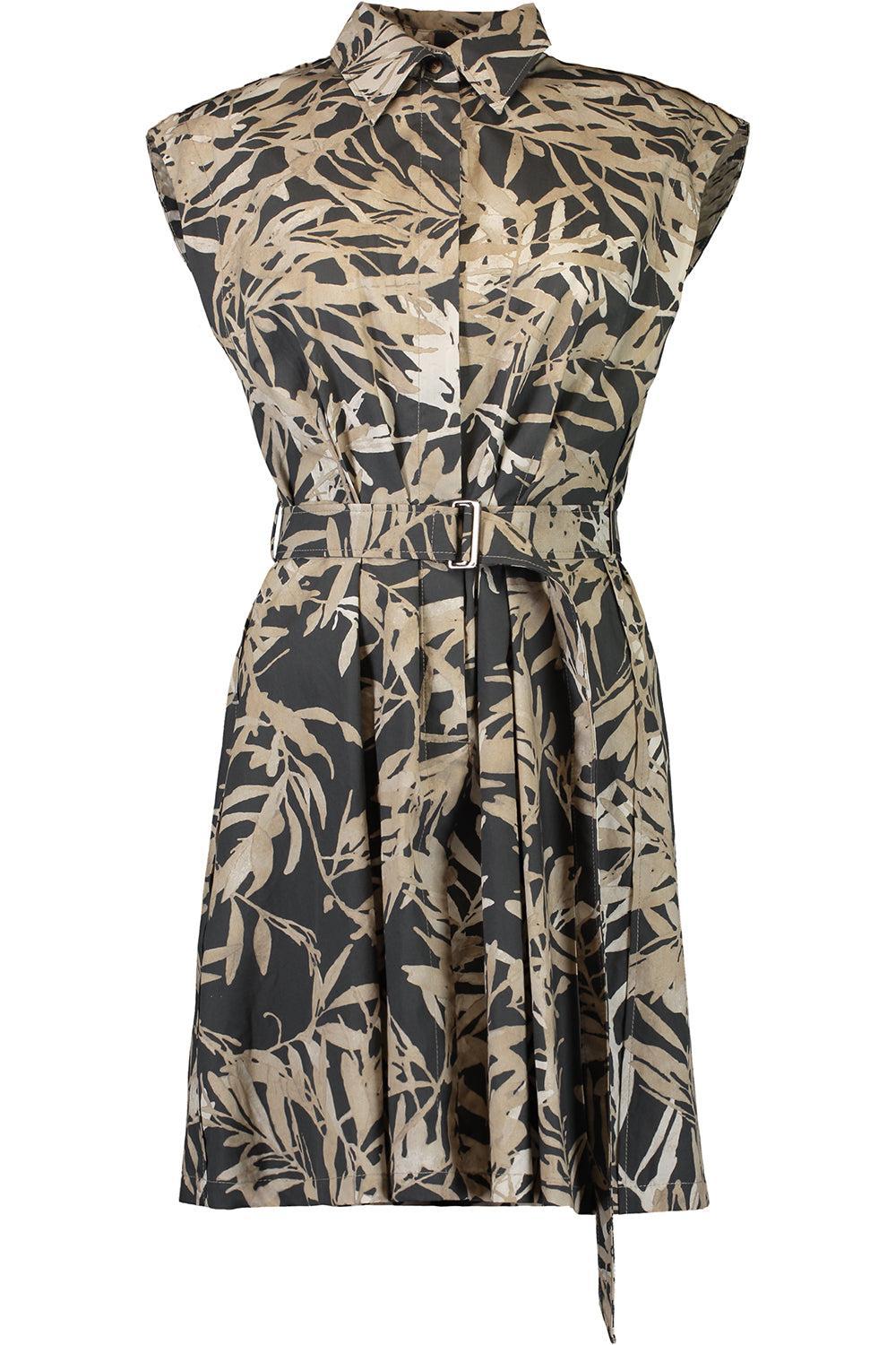 Herbarium Belted Shirt Dress-ANTHRCTE-XS-CLOTHINGDRESSCASUAL-BRUNELLO CUCINELLI