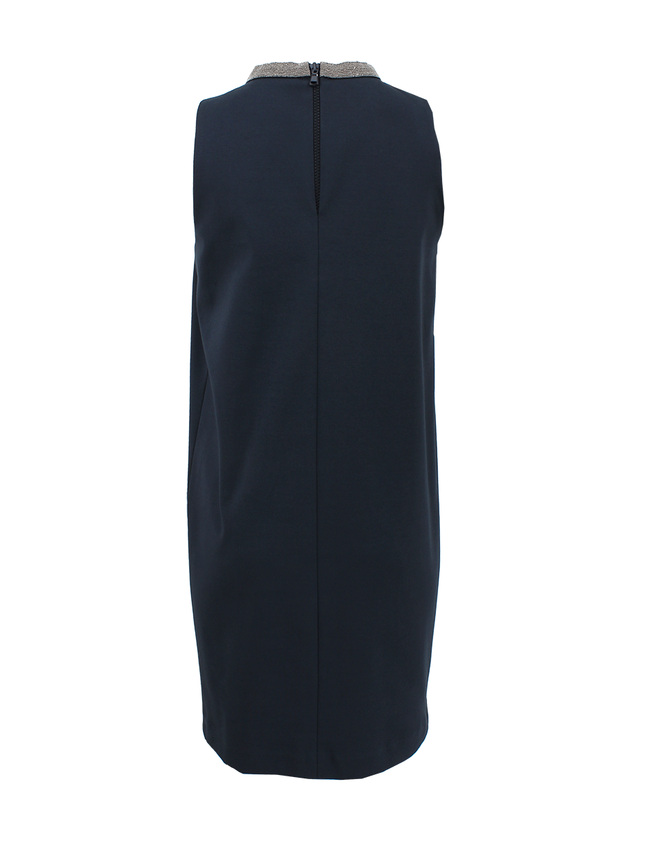 BRUNELLO CUCINELLI-Sleeveless Jersey Monili Collar Dress-