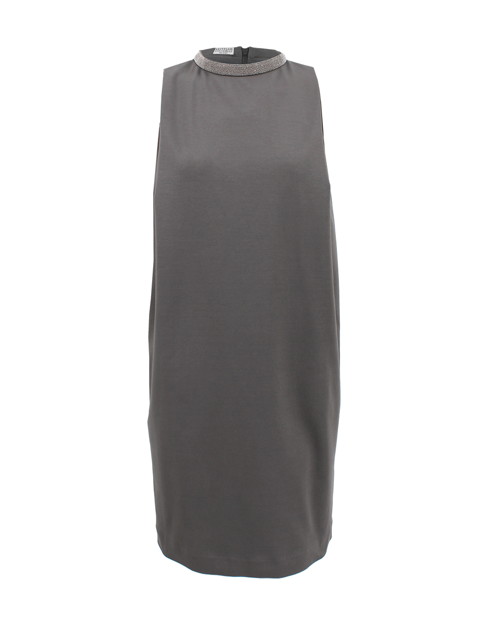 BRUNELLO CUCINELLI-Sleeveless Jersey Monili Collar Dress-