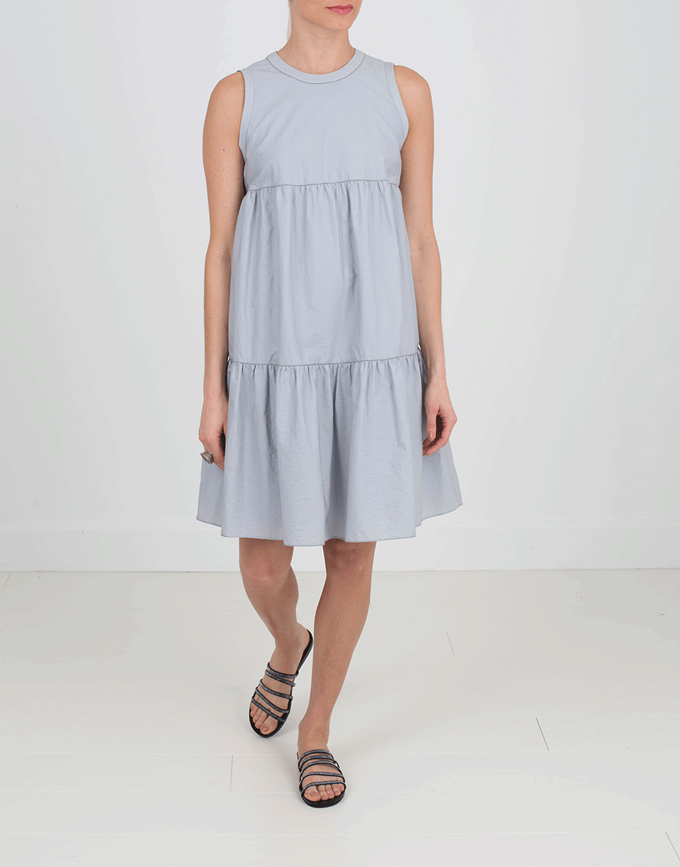BRUNELLO CUCINELLI-Monili Tiered Dress with Grosgrain Ribbon Tie-
