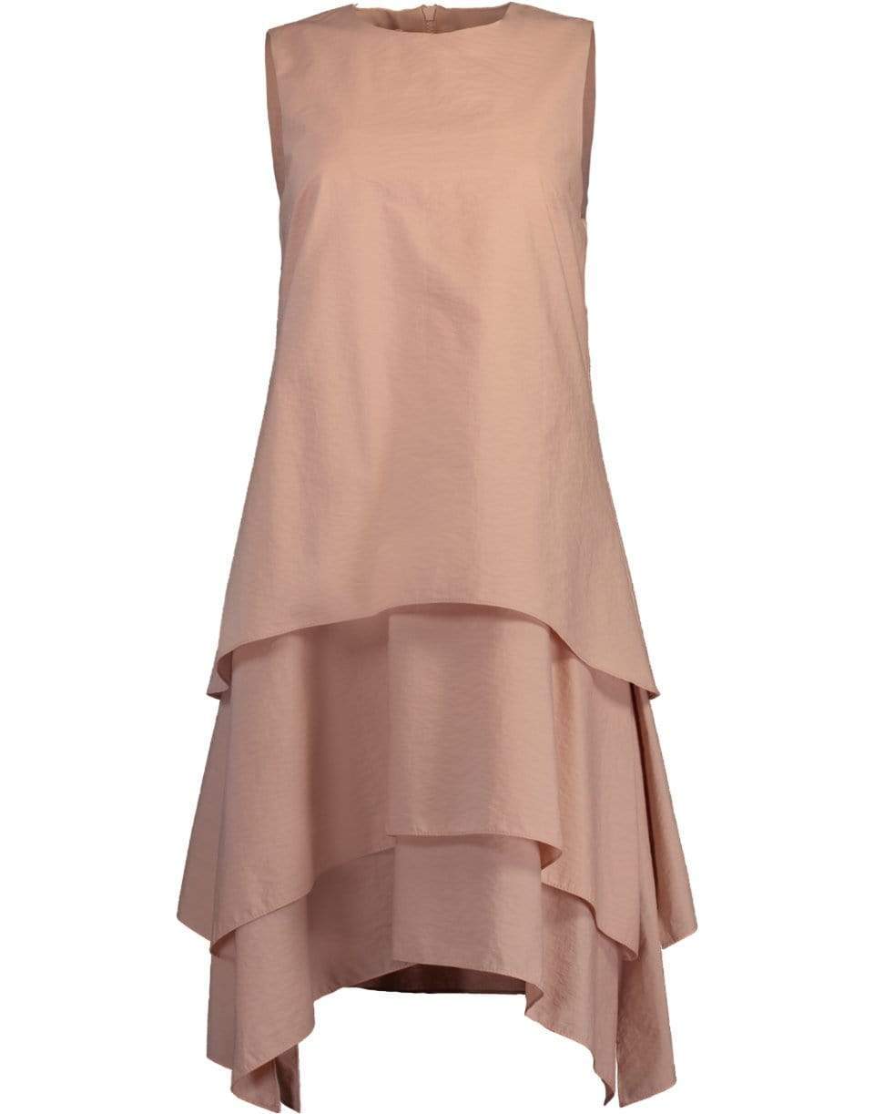 BRUNELLO CUCINELLI-Ash Rose Tiered Crewneck Mini Dress-