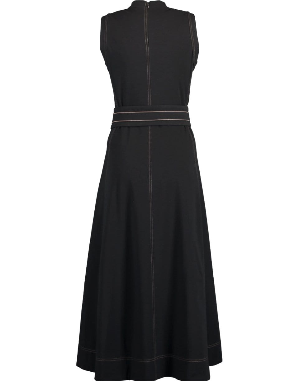 BRUNELLO CUCINELLI-Black Monili Belt Cotton Dress-