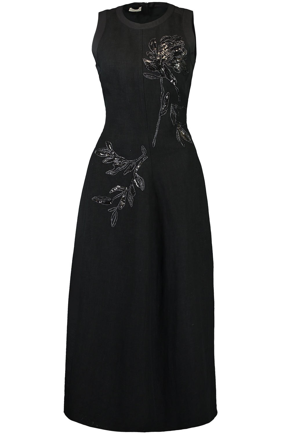 BRUNELLO CUCINELLI-Embroidered Magnolia Flower Structured Dress-
