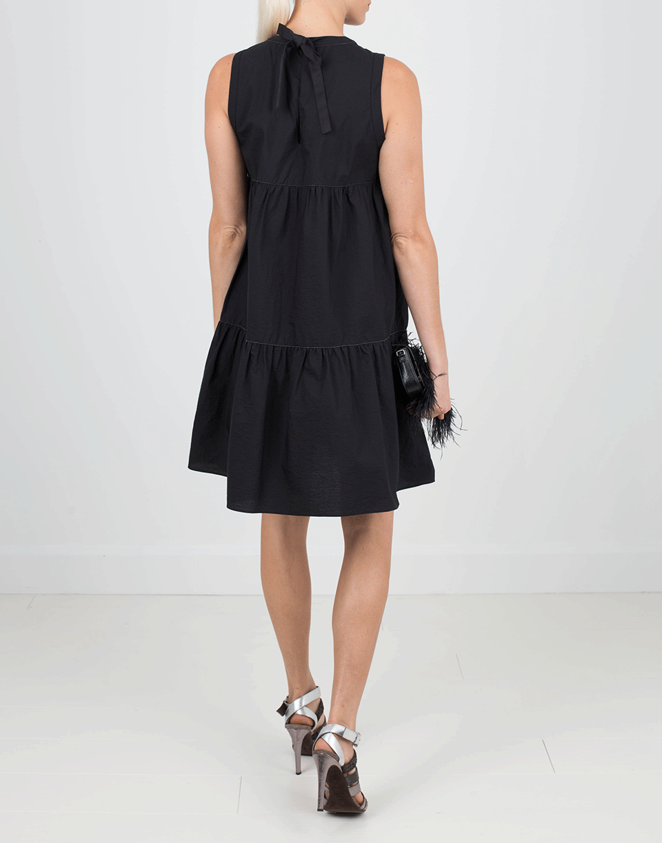 BRUNELLO CUCINELLI-Monili Tiered Dress With Grosgrain Ribbon Tie-