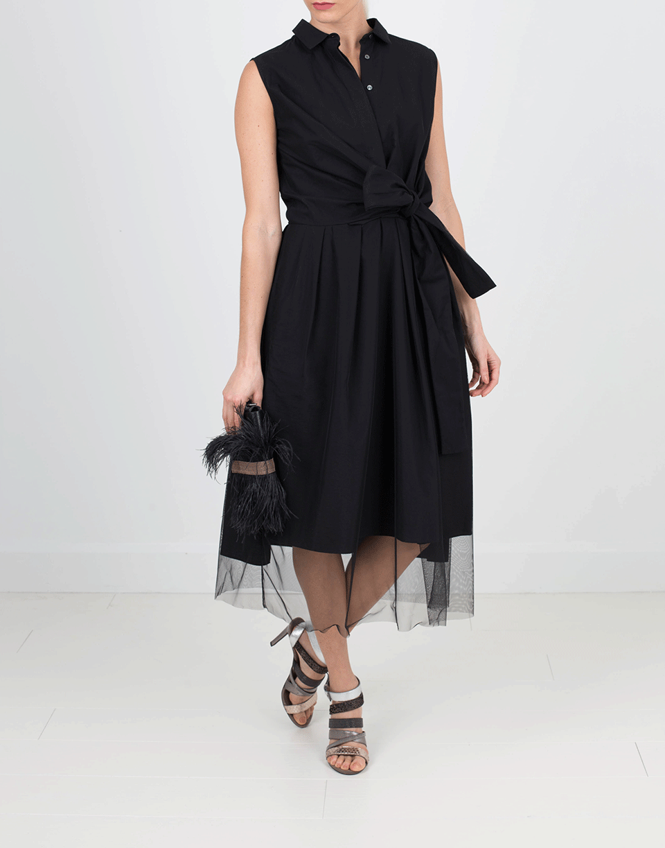 BRUNELLO CUCINELLI-Wrap Dress With Sheer Hem-
