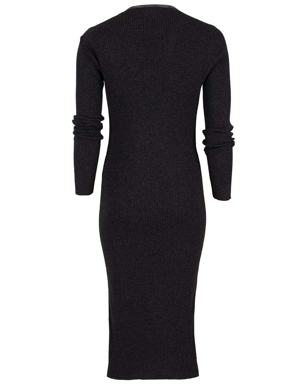 BRUNELLO CUCINELLI-English Rib Monili Trim Midi Dress-