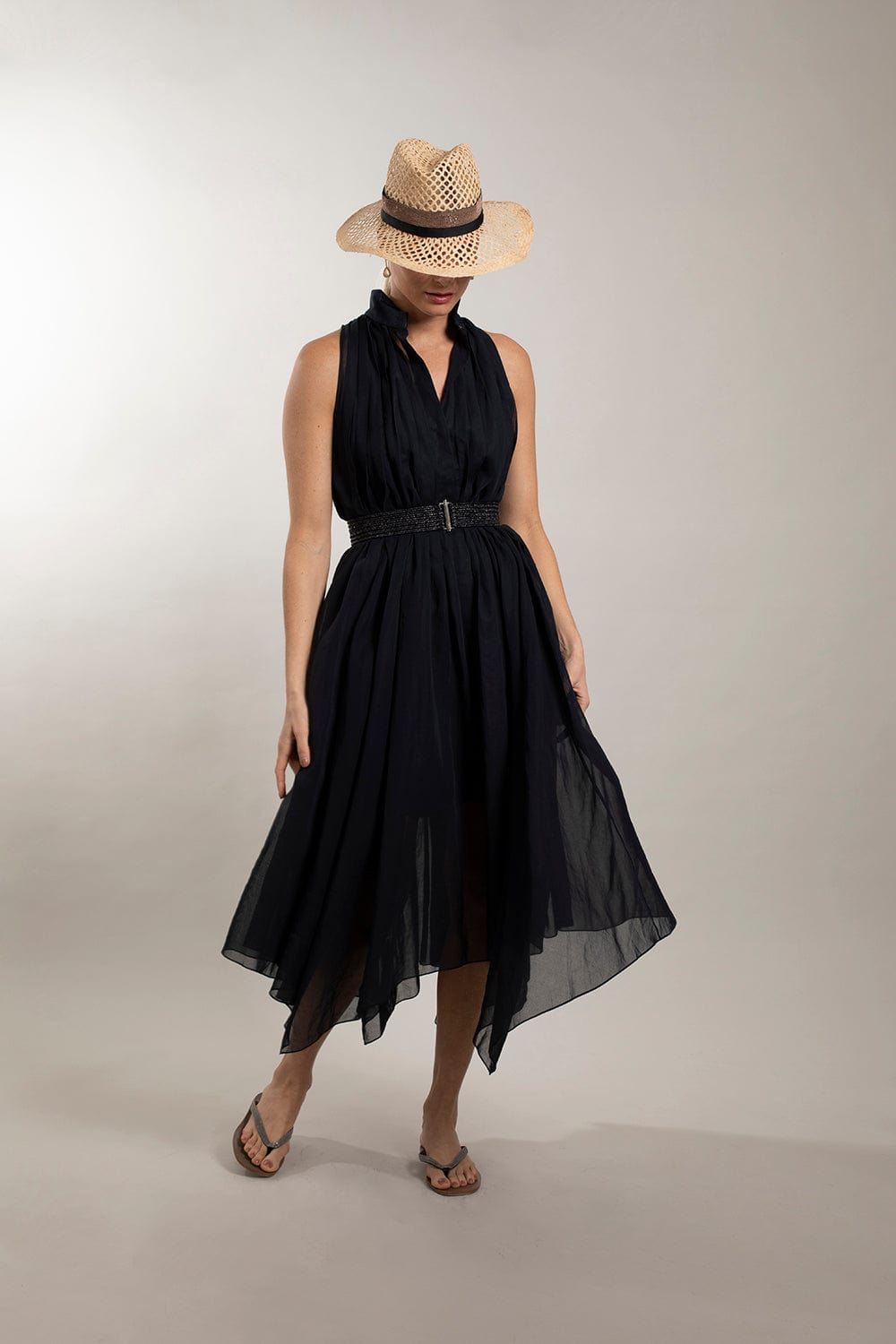 BRUNELLO CUCINELLI-Sleeveless Dress With Belt-