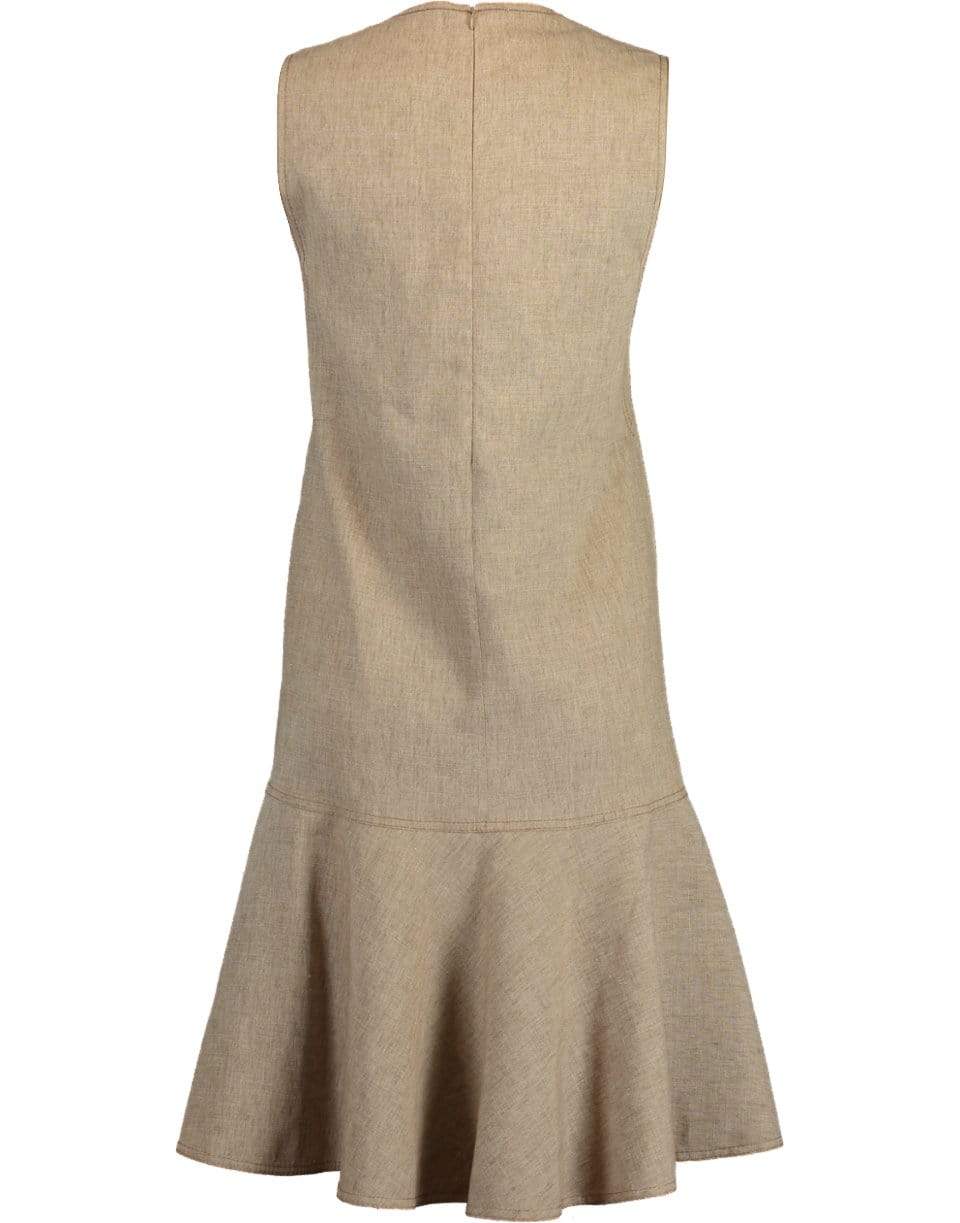 BRUNELLO CUCINELLI-Linen Flounce Hem Dress-