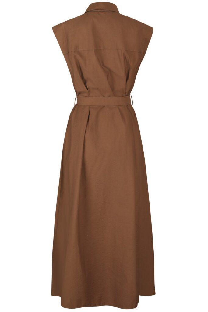 Diagonal Shirt Dress - Leather-BROWN-XS-CLOTHINGDRESSCASUAL-BRUNELLO CUCINELLI