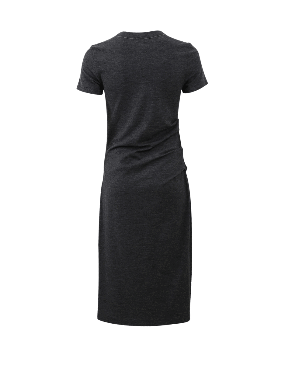 BRUNELLO CUCINELLI-Wool Jersey Ruched Monili Dress-