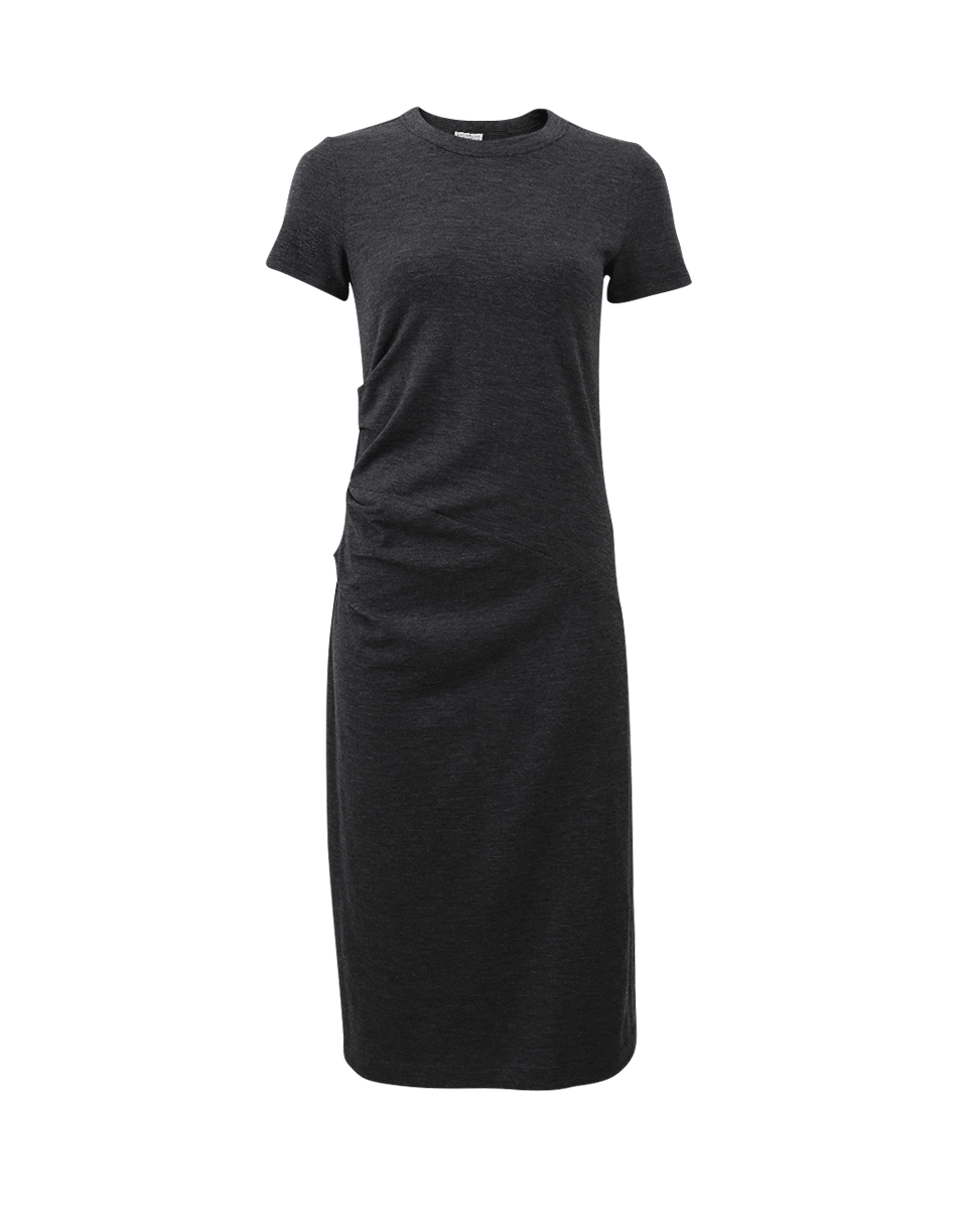 BRUNELLO CUCINELLI-Wool Jersey Ruched Monili Dress-