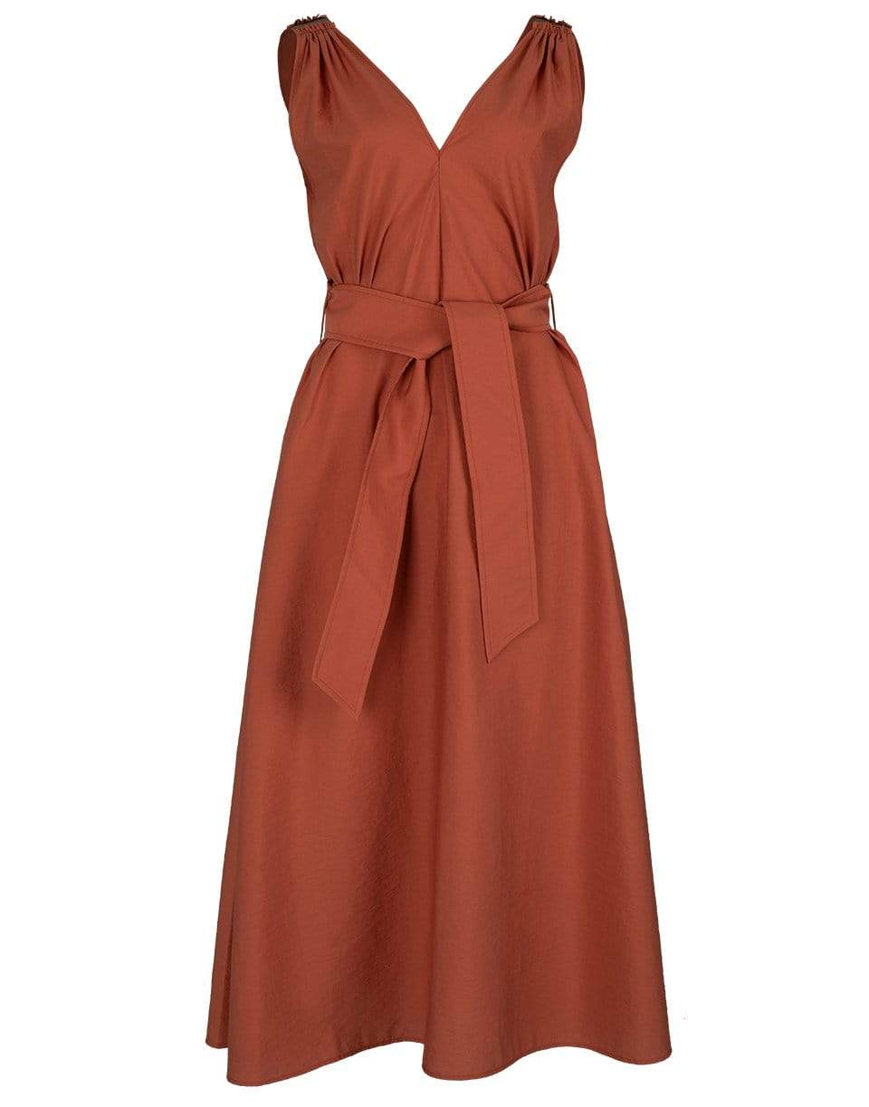 BRUNELLO CUCINELLI-Clay Sleeveless Belted Poplin Dress-