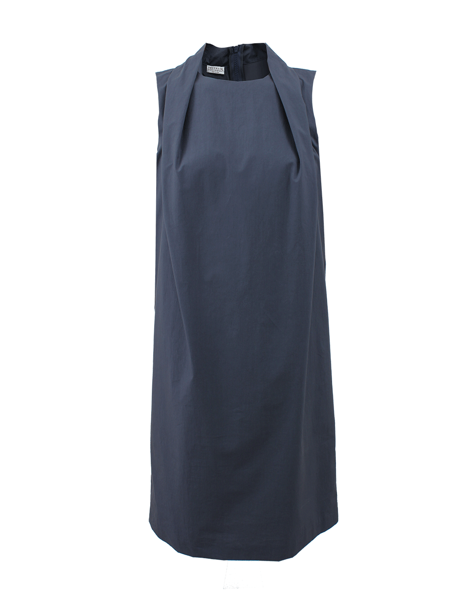 BRUNELLO CUCINELLI-Sleeveless Shoulder Pleated Dress-