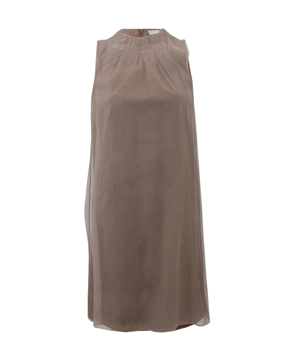 BRUNELLO CUCINELLI-Poplin Gathered Neck Dress-