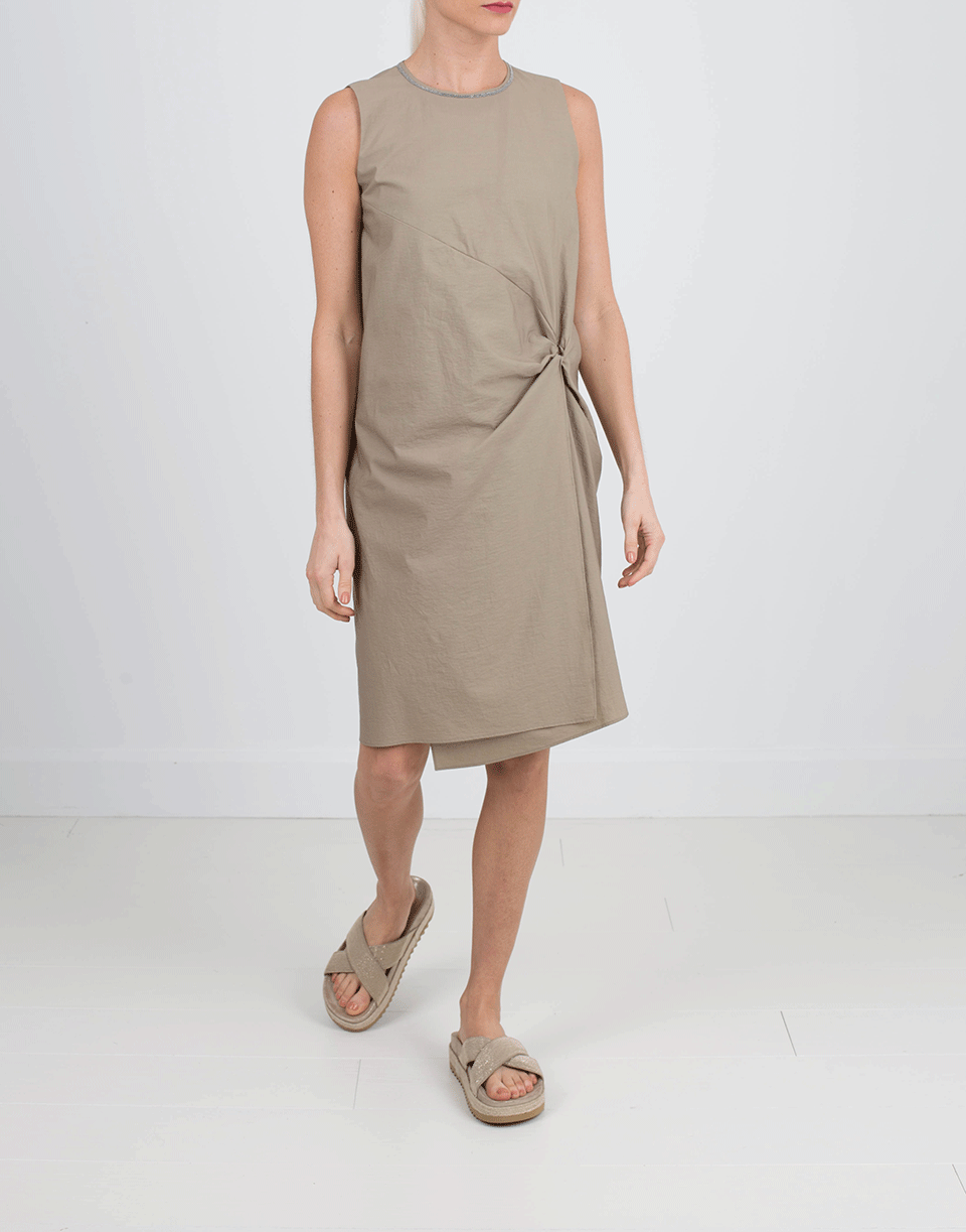 BRUNELLO CUCINELLI-Monili Neck Crinkle Dress-