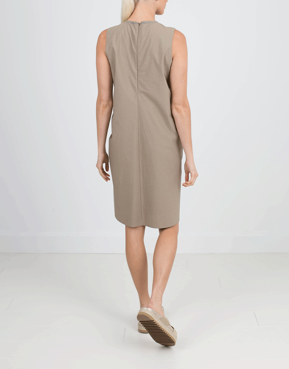 BRUNELLO CUCINELLI-Monili Neck Crinkle Dress-
