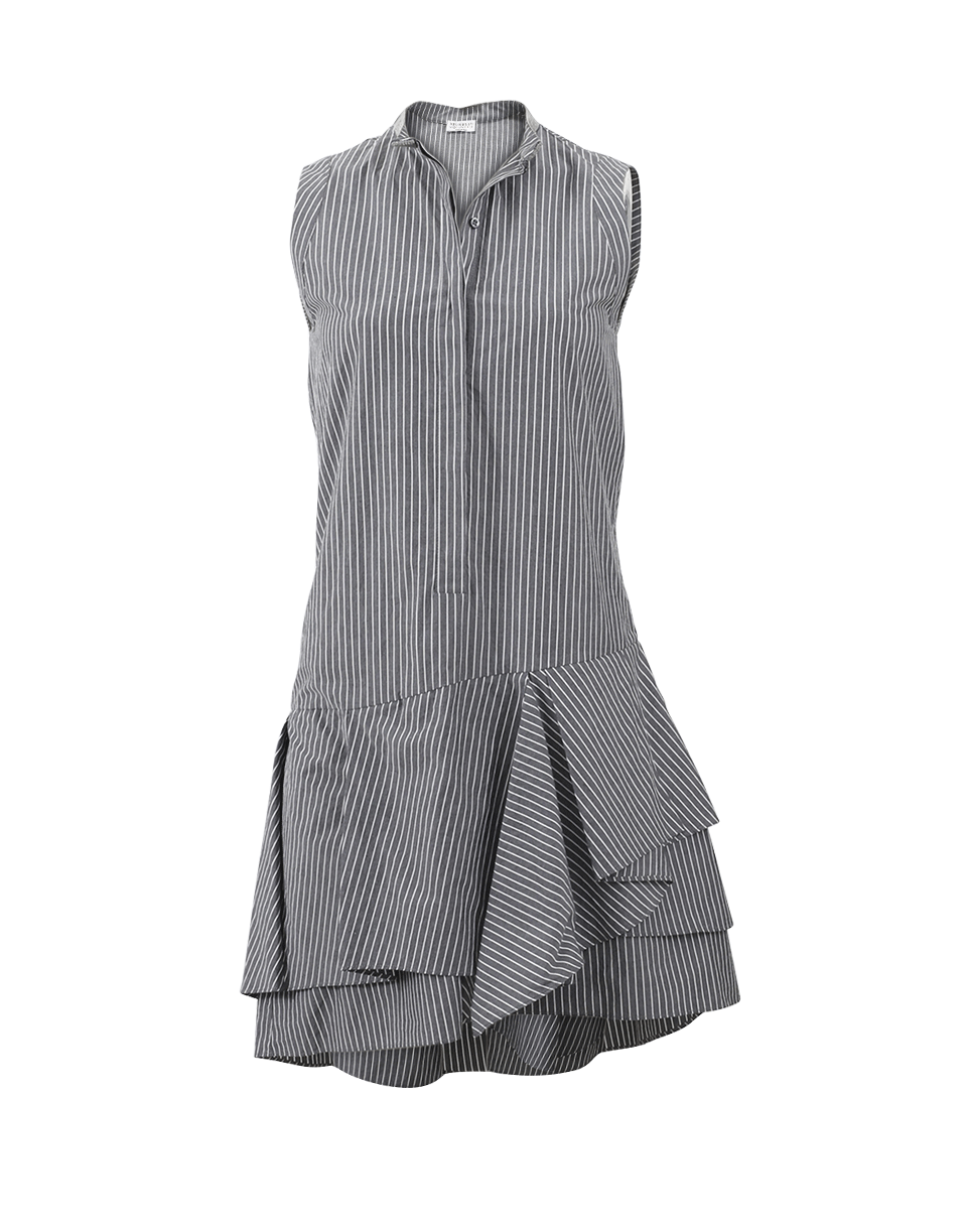 BRUNELLO CUCINELLI-Striped Gathered Bottom Dress-