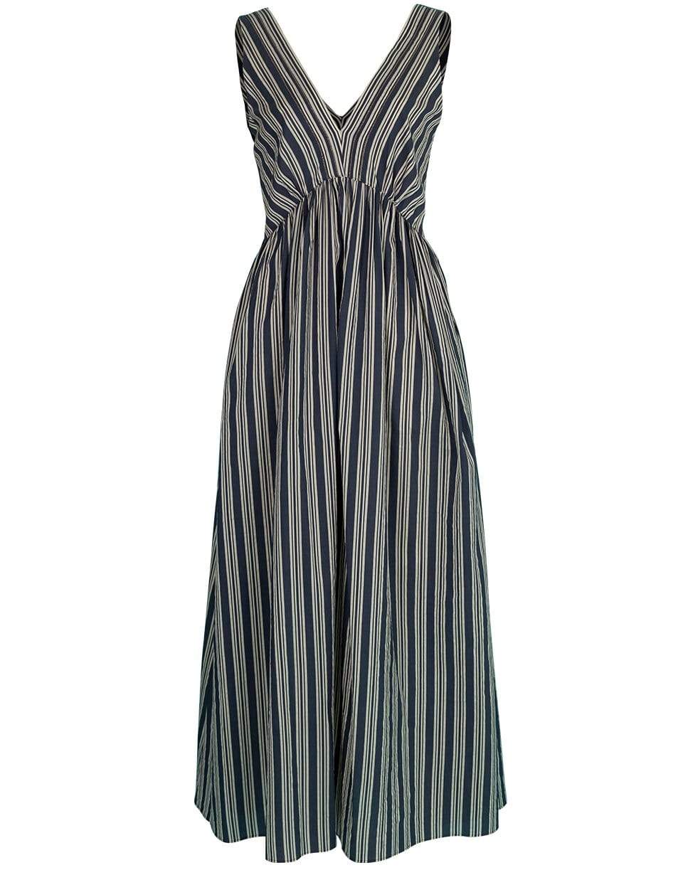 BRUNELLO CUCINELLI-Sleeveless V-Neck Striped Cotton Dress-