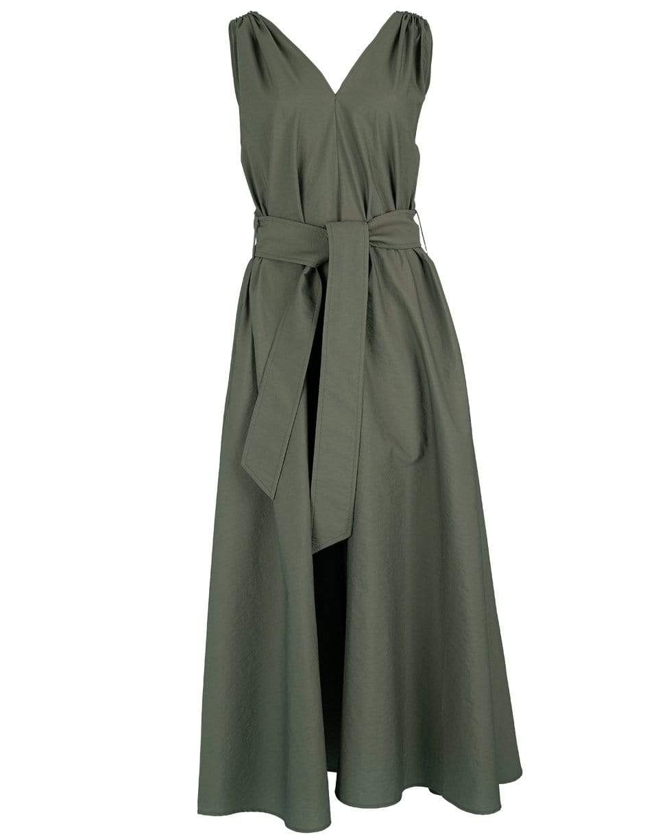 BRUNELLO CUCINELLI-Military Sleeveless Belted Poplin Dress-