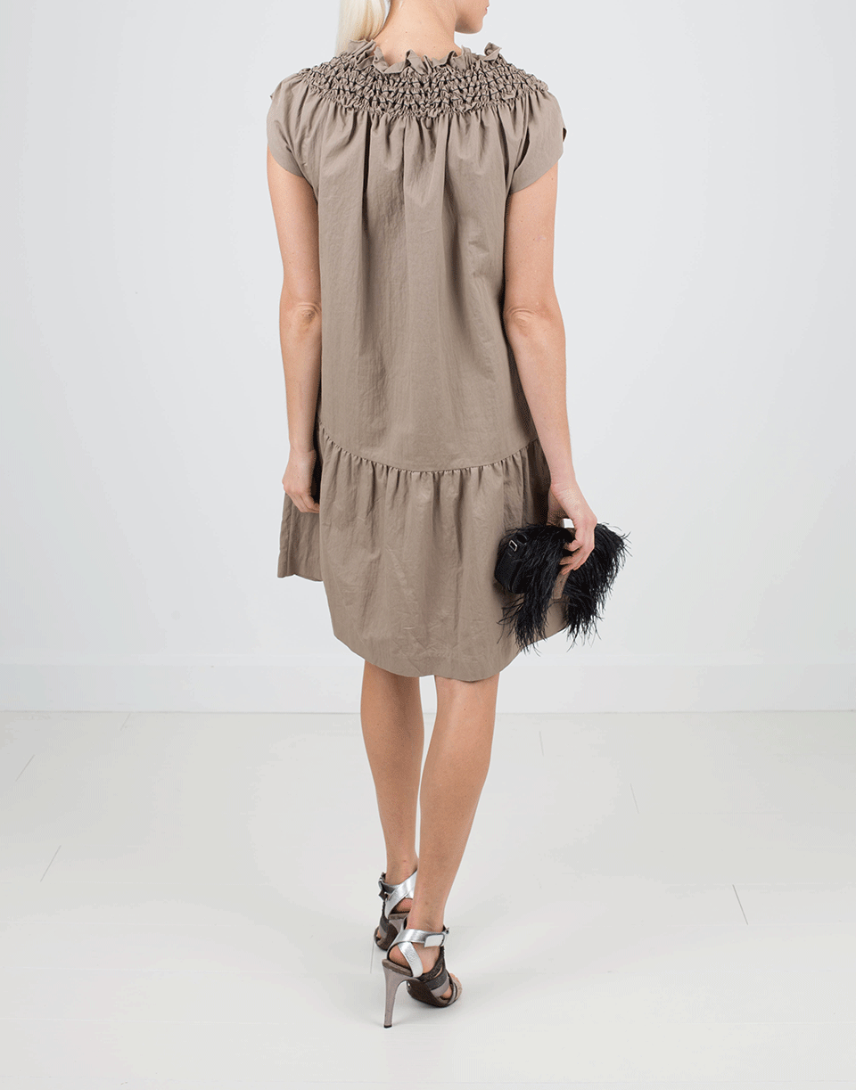BRUNELLO CUCINELLI-Off Shoulder Canvas Dress-