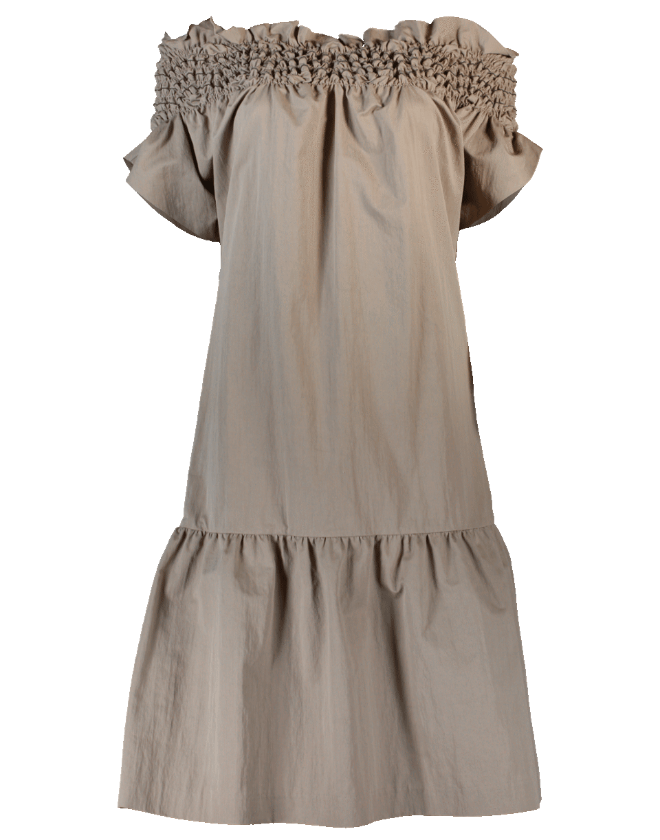 BRUNELLO CUCINELLI-Off Shoulder Canvas Dress-