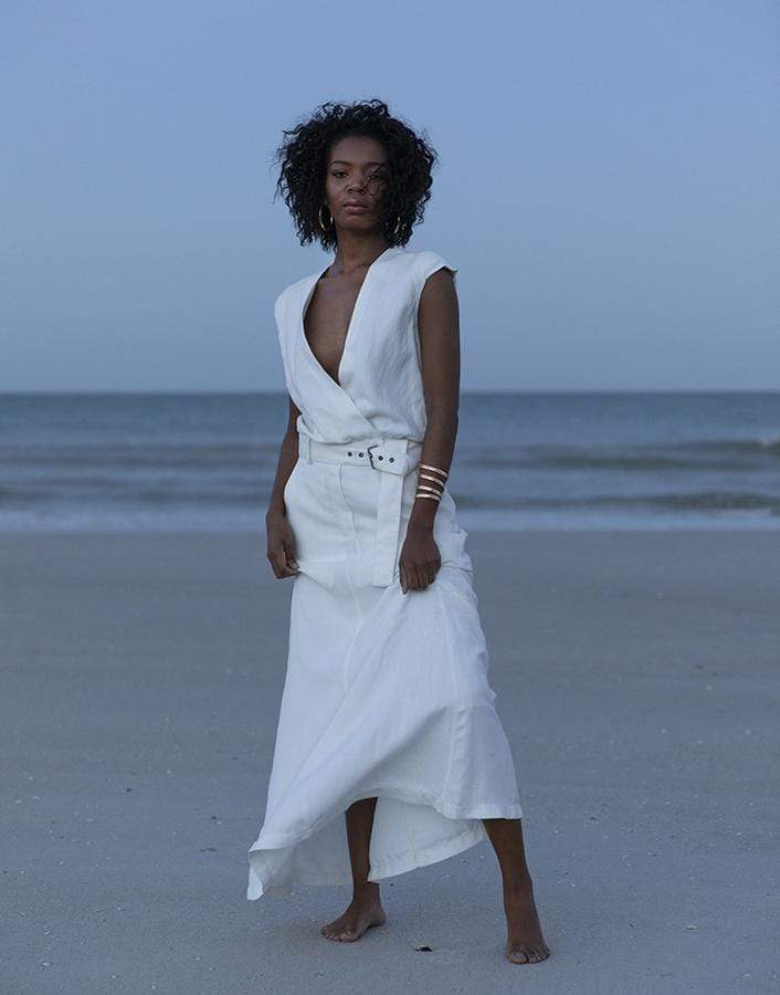 BRUNELLO CUCINELLI-Linen Twill Maxi Dress-