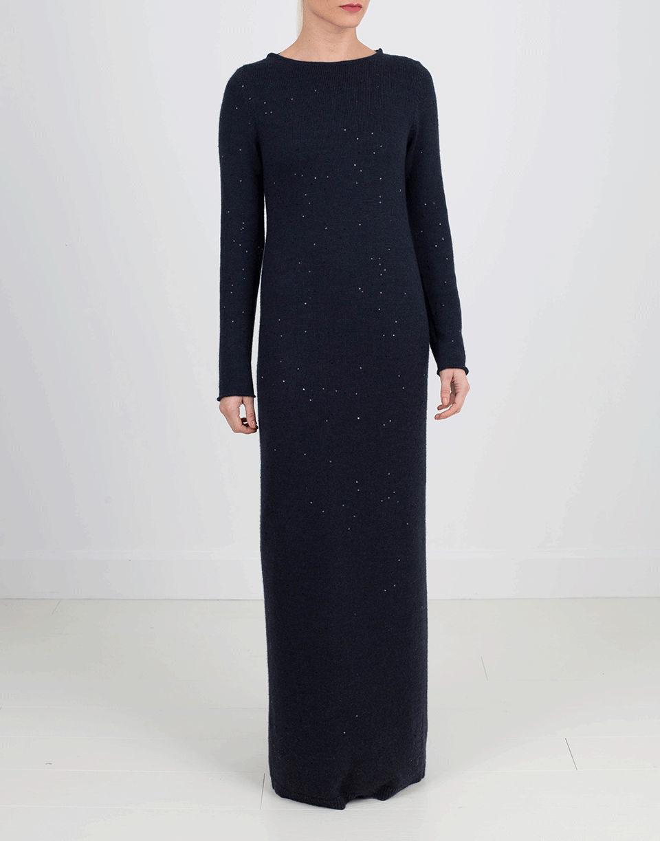 BRUNELLO CUCINELLI-Long Paillette Dress-NAVY