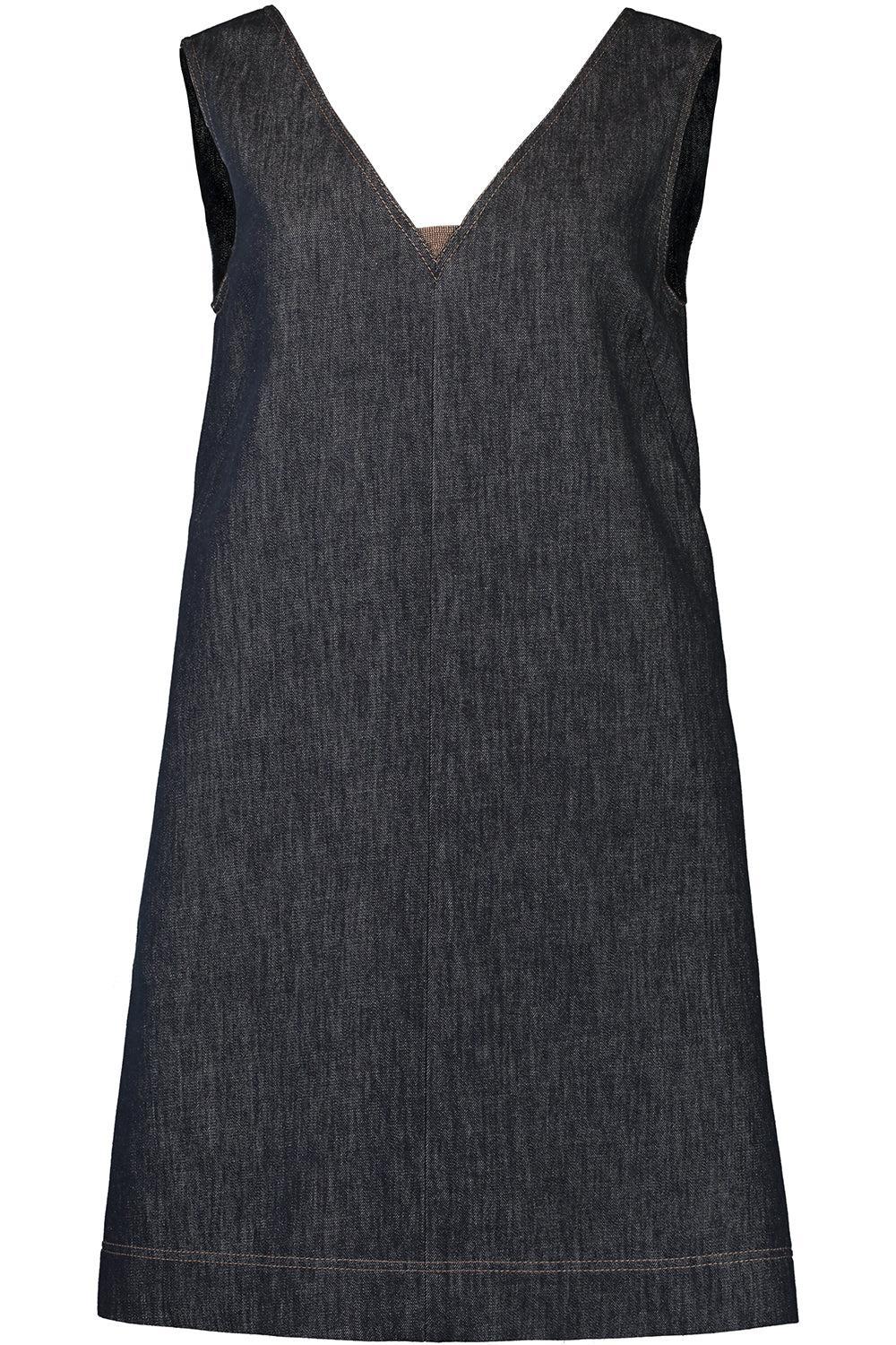 Monili Insert V-Neck Tank Dress-NAVY-XS-CLOTHINGDRESSCASUAL-BRUNELLO CUCINELLI