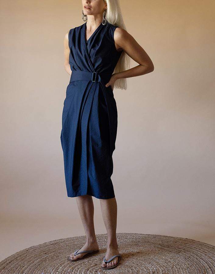 BRUNELLO CUCINELLI-Sleeveless Wrap Belted Dress-