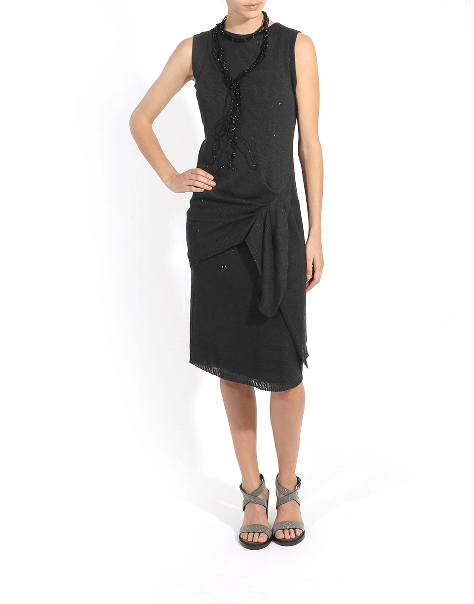 BRUNELLO CUCINELLI-Side Gathered Pailette Dress-