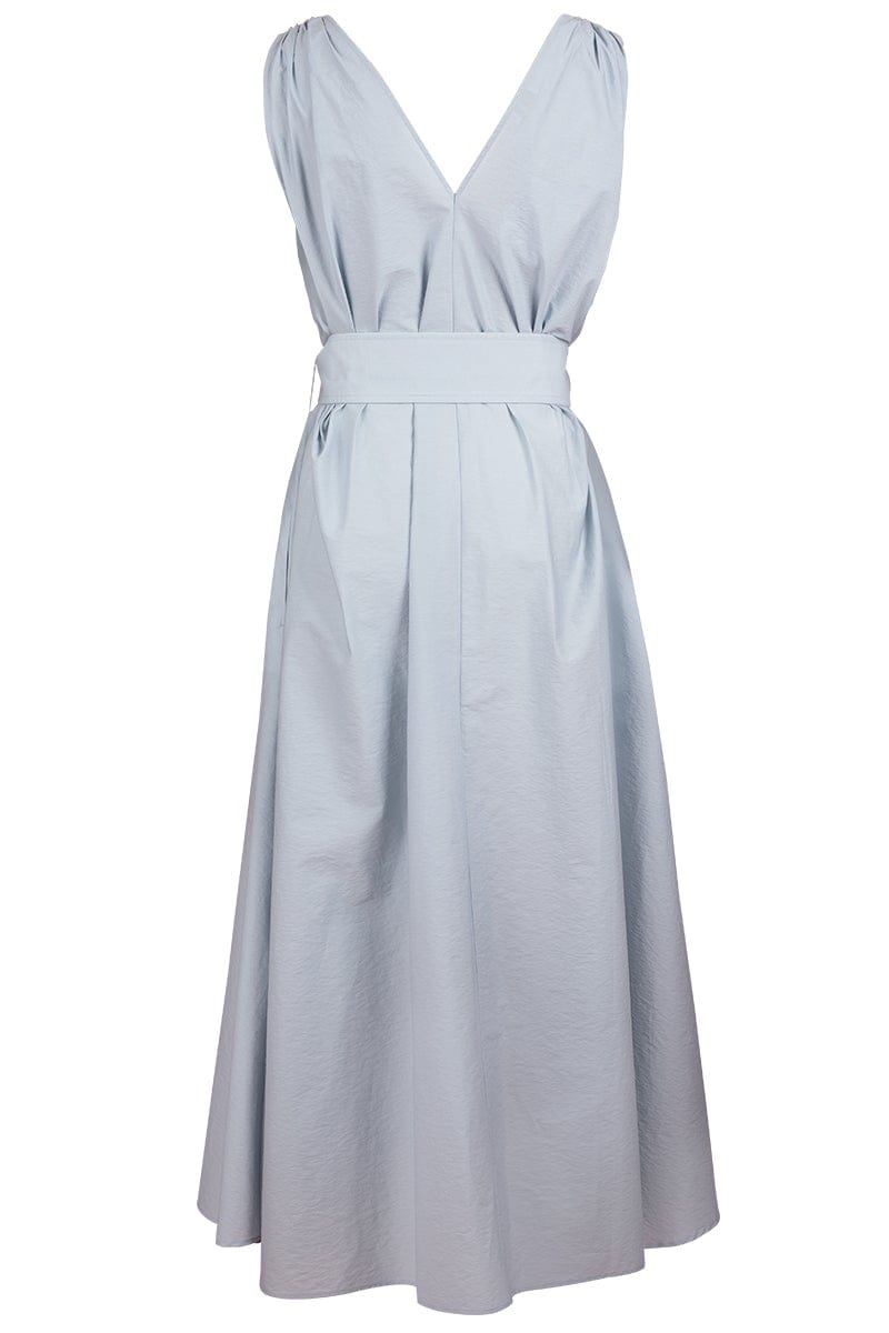 BRUNELLO CUCINELLI-Sleeveless Poplin Belted Dress - Pale Blue-