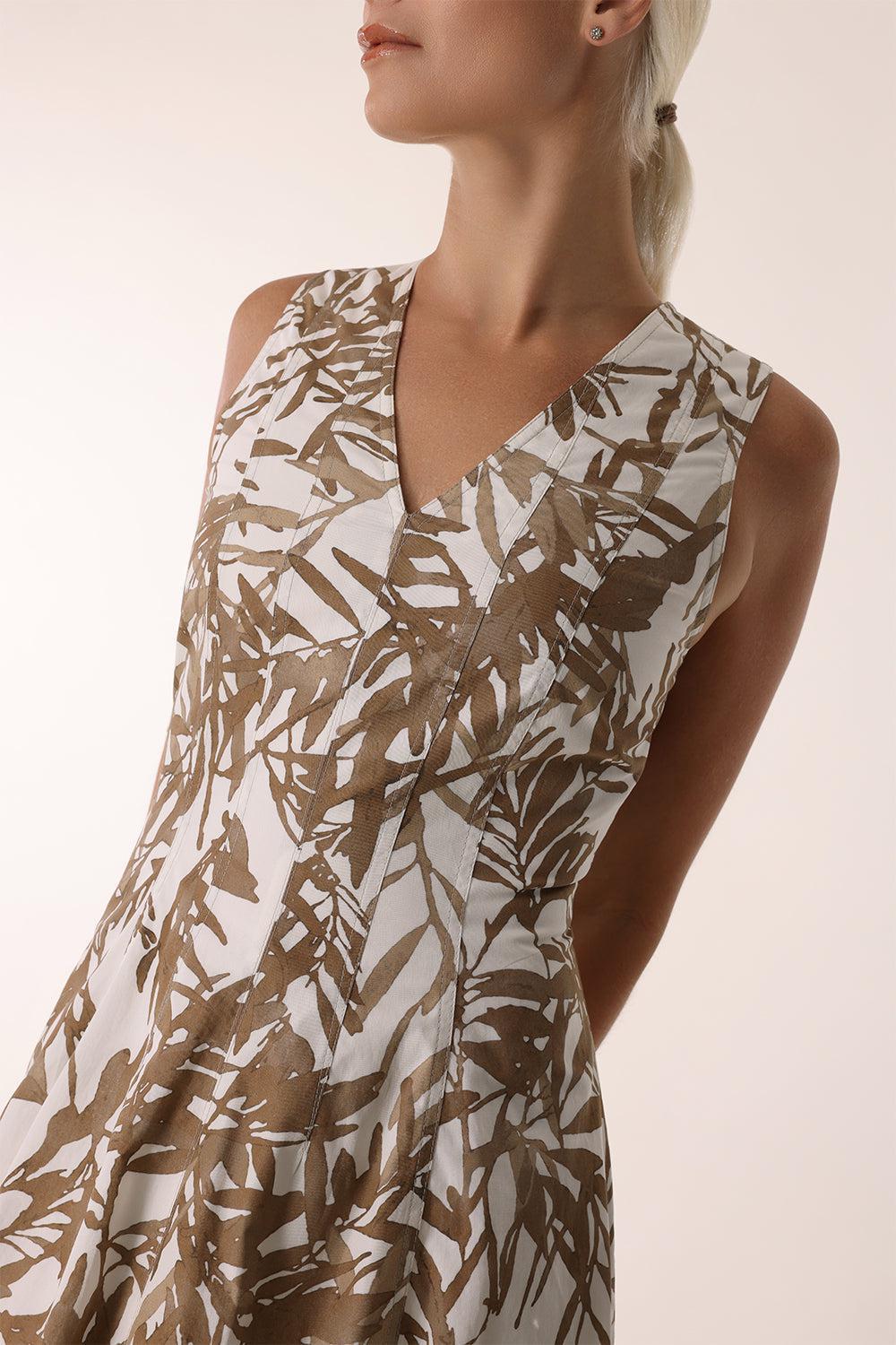 Herbarium V-Neck Midi Dress-PANATOBA-S-CLOTHINGDRESSCASUAL-BRUNELLO CUCINELLI