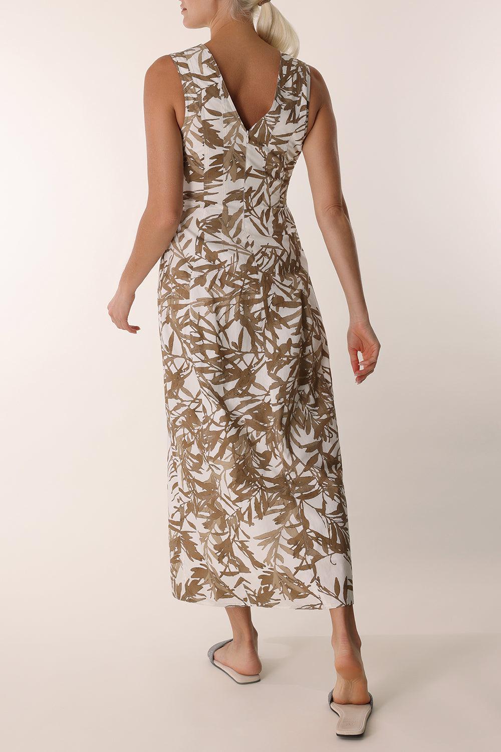 Herbarium V-Neck Midi Dress-PANATOBA-S-CLOTHINGDRESSCASUAL-BRUNELLO CUCINELLI