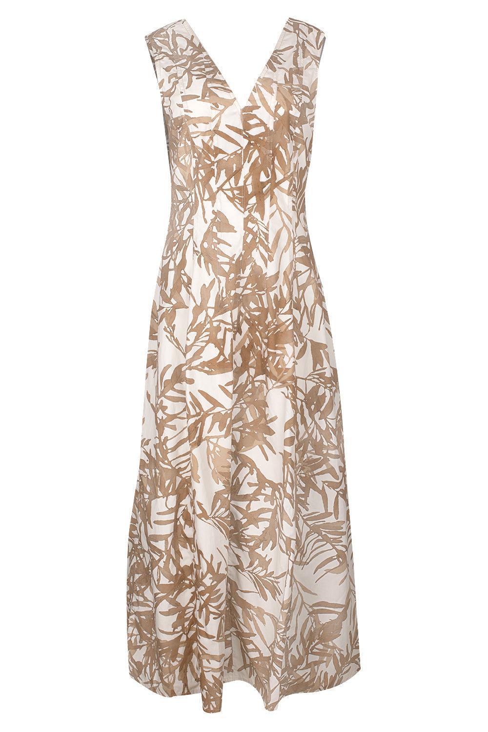 Herbarium V-Neck Midi Dress-PANATOBA-S-CLOTHINGDRESSCASUAL-BRUNELLO CUCINELLI