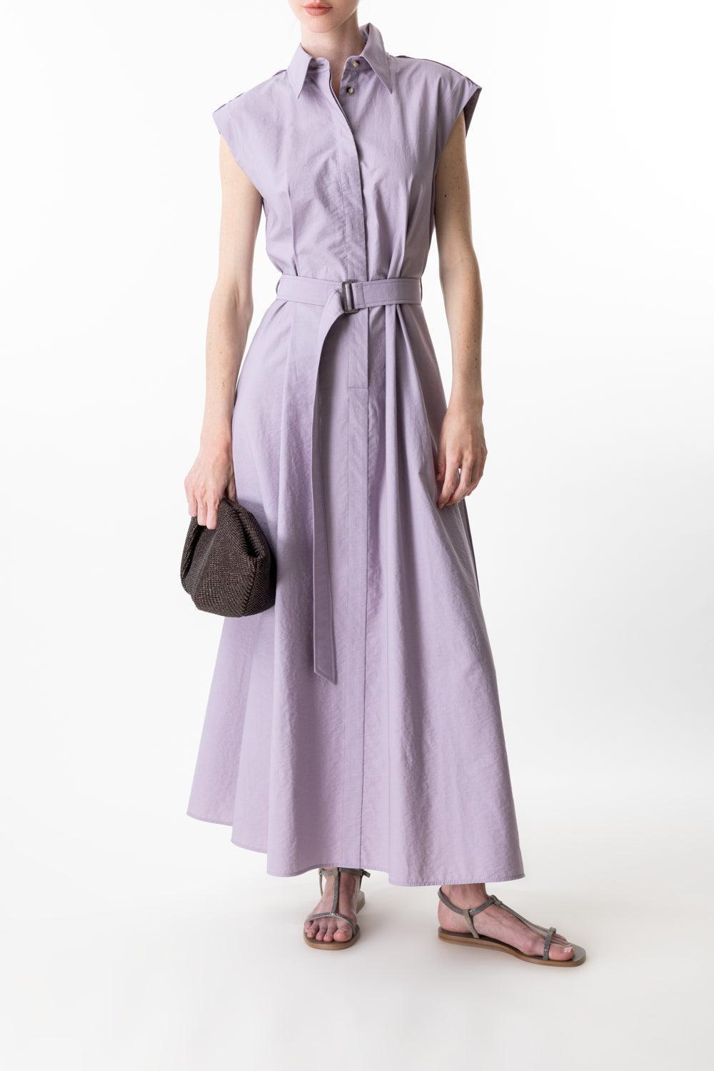 Diagonal Shirt Dress-PURPLASH-XS-CLOTHINGDRESSCASUAL-BRUNELLO CUCINELLI