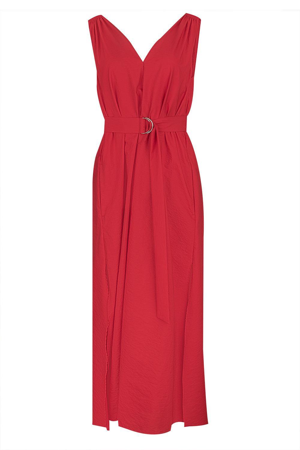 Monili Shoulder Maxi Dress - Red-RED-XS-CLOTHINGDRESSCASUAL-BRUNELLO CUCINELLI