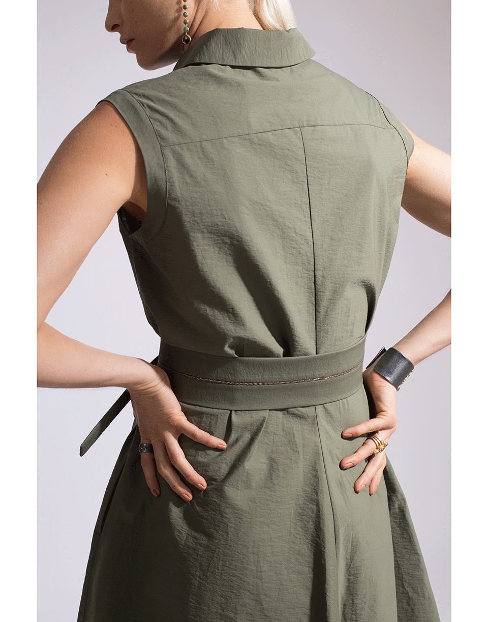 BRUNELLO CUCINELLI-Crinkle Monili Belted Dress-