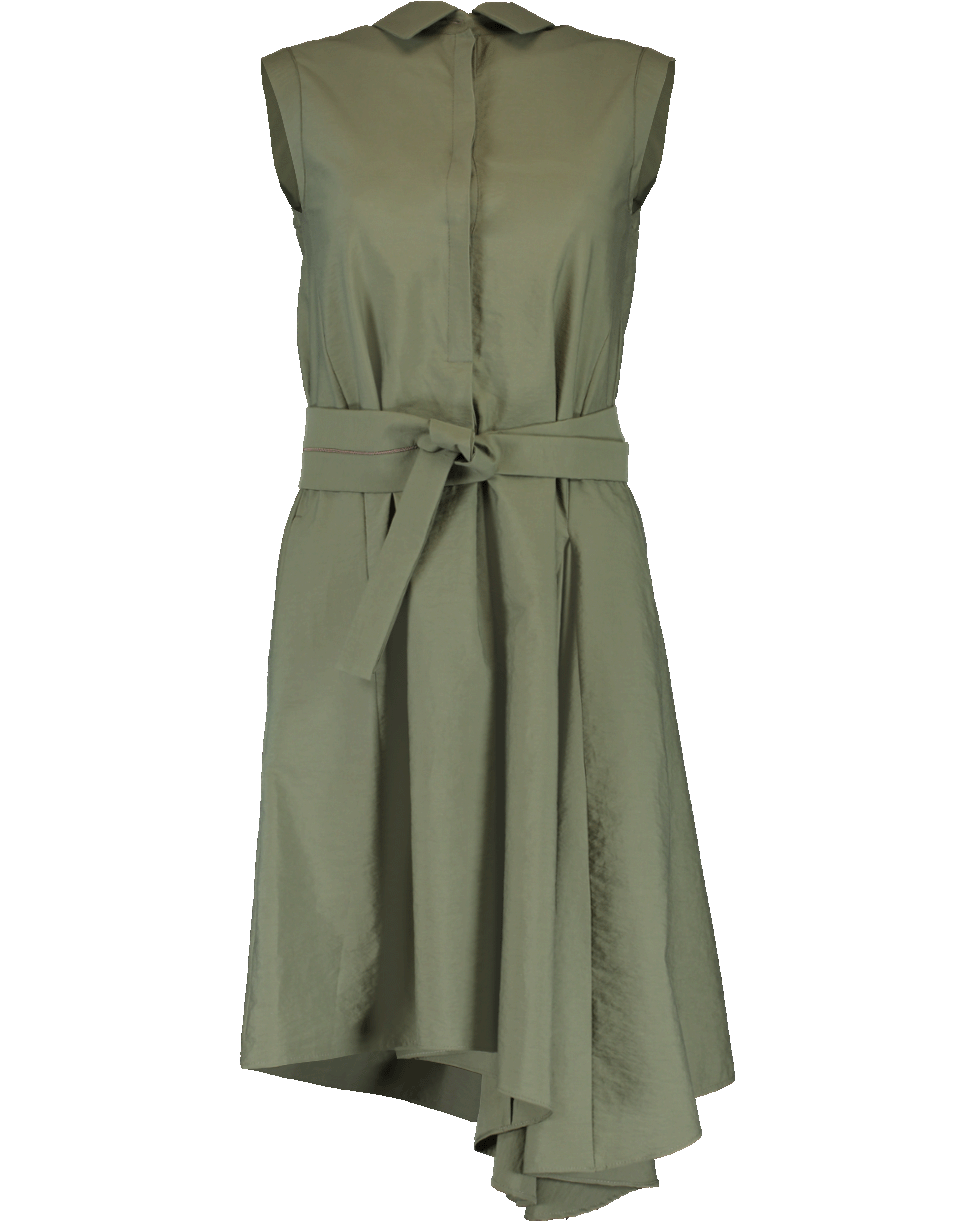 BRUNELLO CUCINELLI-Crinkle Monili Belted Dress-