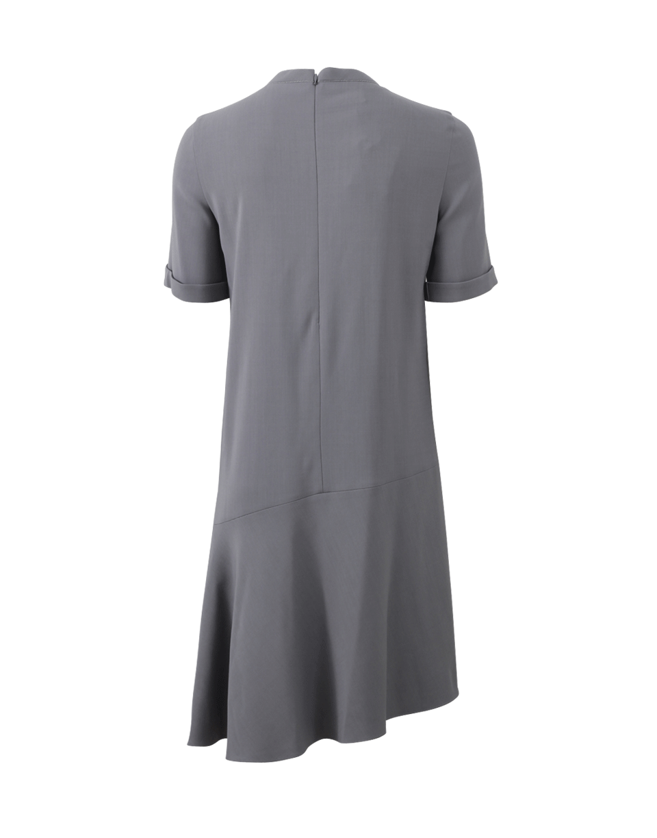 BRUNELLO CUCINELLI-Monili Crewneck Flutter Hem Dress-