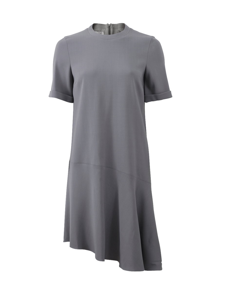 BRUNELLO CUCINELLI-Monili Crewneck Flutter Hem Dress-