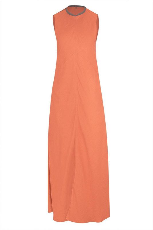 Fluid Midi Dress-TANGERINE-XS-CLOTHINGDRESSCASUAL-BRUNELLO CUCINELLI