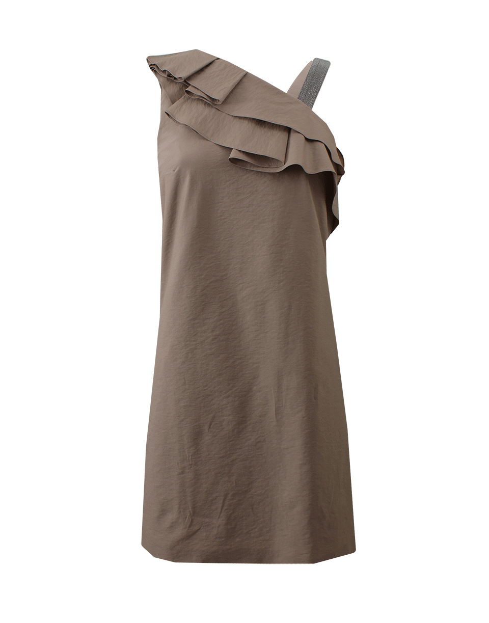 BRUNELLO CUCINELLI-Ruffle Shoulder Dress-
