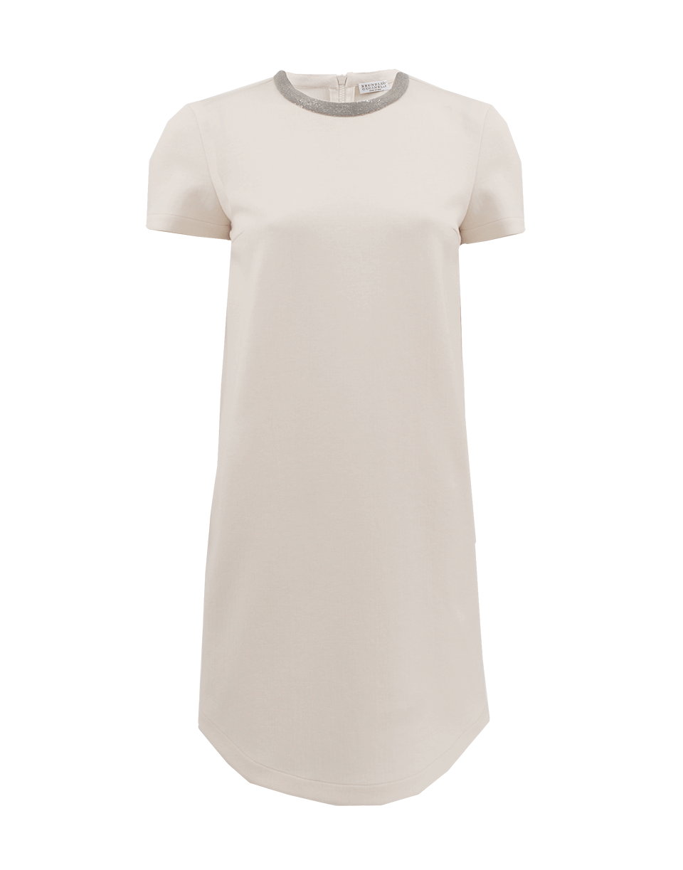 BRUNELLO CUCINELLI-Short Sleeve Jersey Monili Crew Collar Dress-