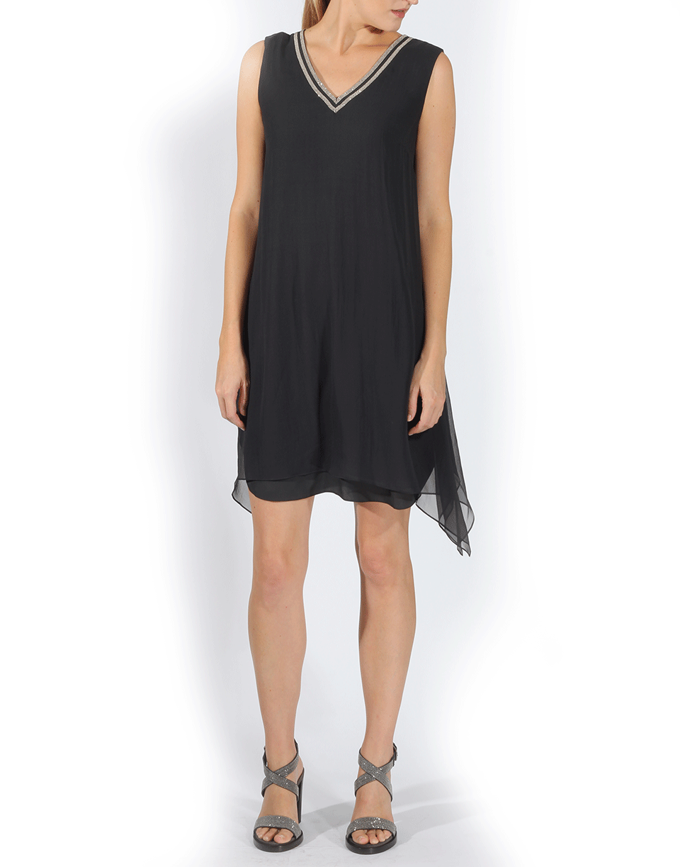BRUNELLO CUCINELLI-Monili Trim Trapeze Dress-