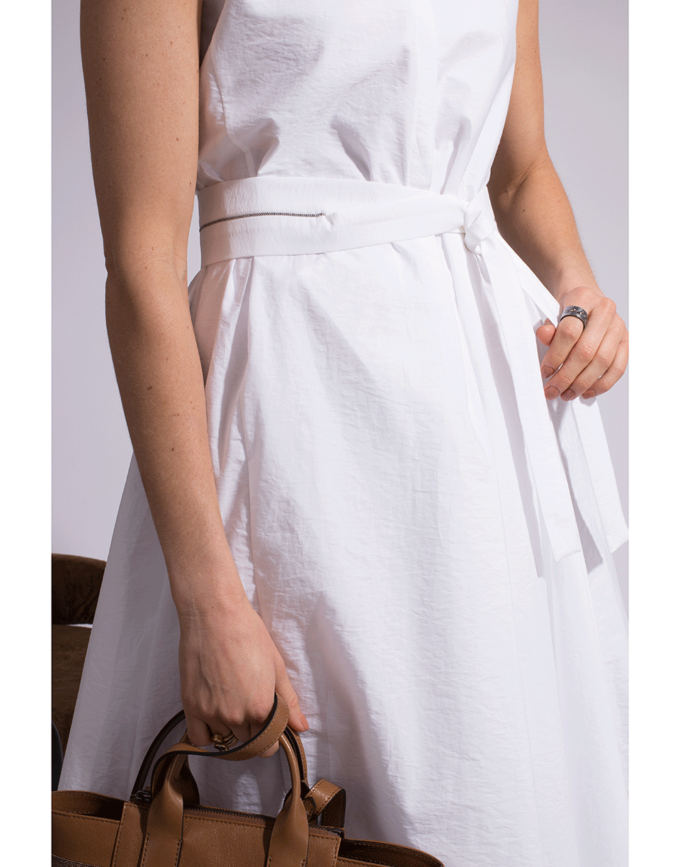 BRUNELLO CUCINELLI-Crinkle Monili Belted Dress-