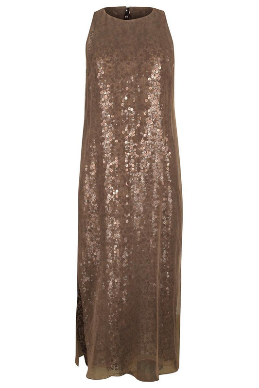 Undisclosed Sleeveless Midi Dress-BROWN-M-CLOTHINGDRESSCOCKTAIL-BRUNELLO CUCINELLI