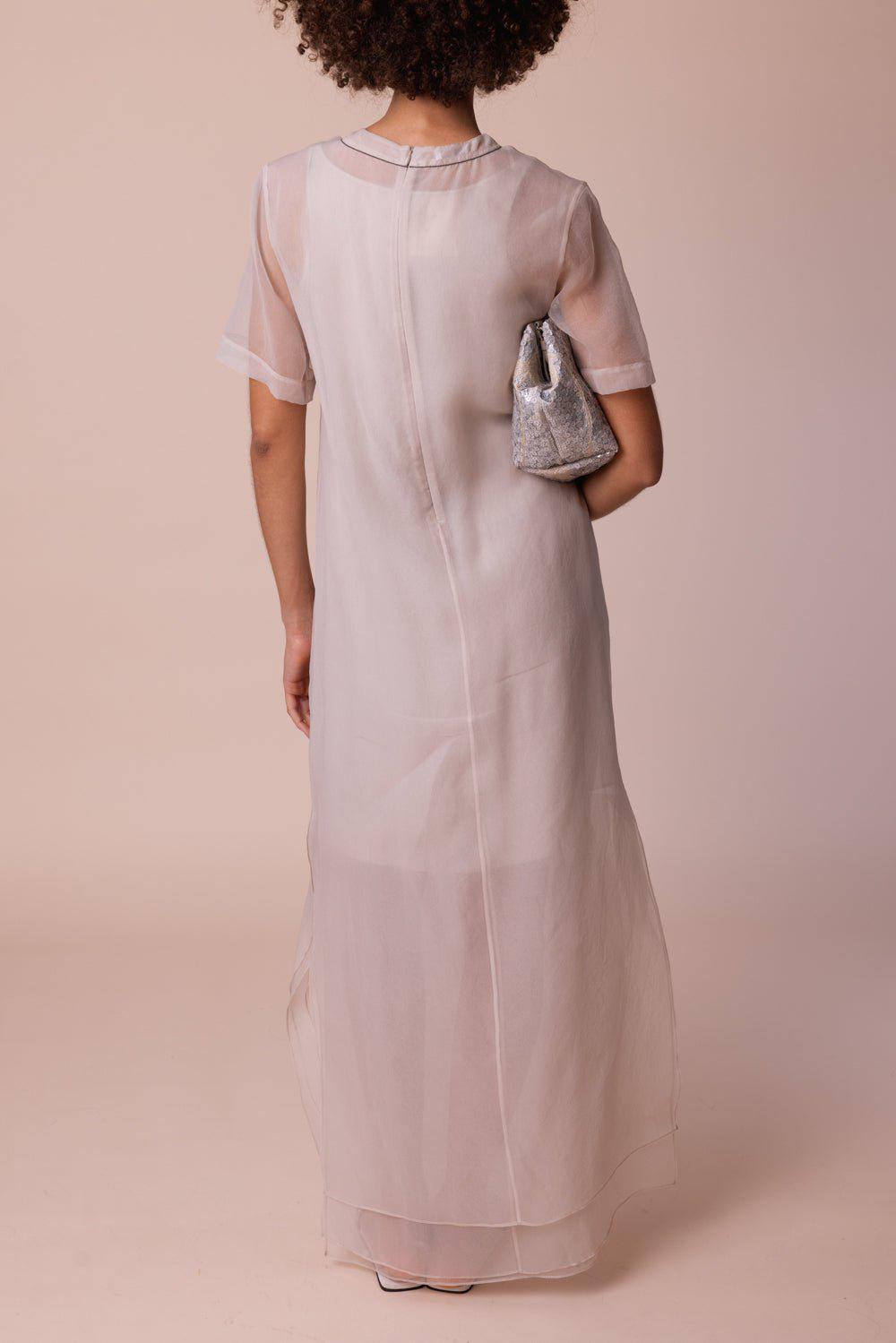 BRUNELLO CUCINELLI-Short Sleeve Slip Dress-