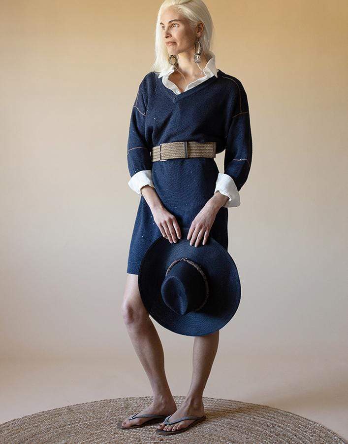 BRUNELLO CUCINELLI-V-Neck Paillette Sweater Dress-