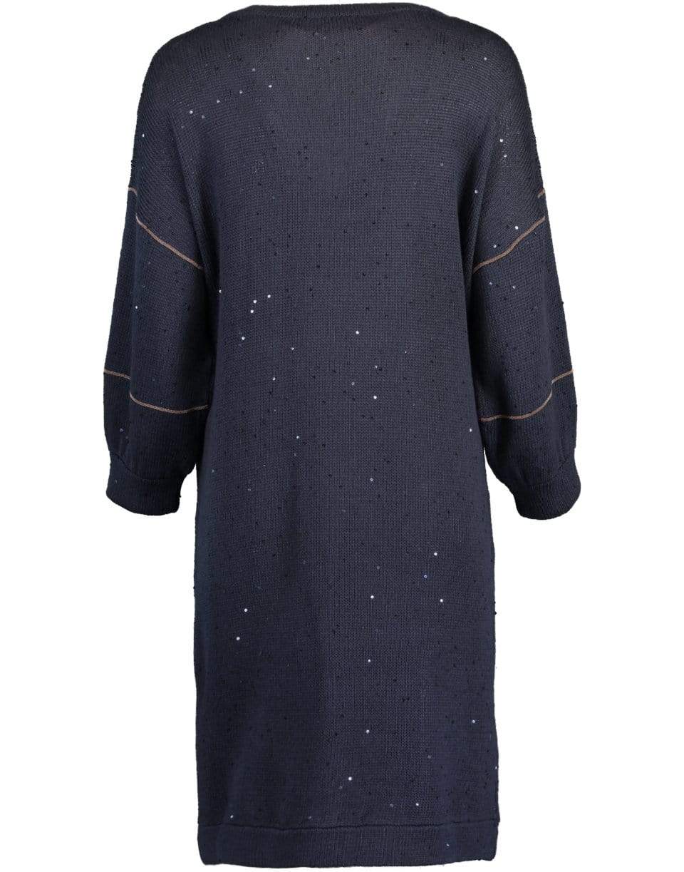 BRUNELLO CUCINELLI-V-Neck Paillette Sweater Dress-